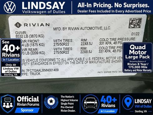 Used 2022 Rivian R1T Launch Edition AWD/4WD image 30