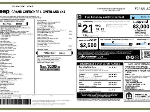 Used 2025 Jeep Grand Cherokee L Overland w/ Trailer Tow Package image 4