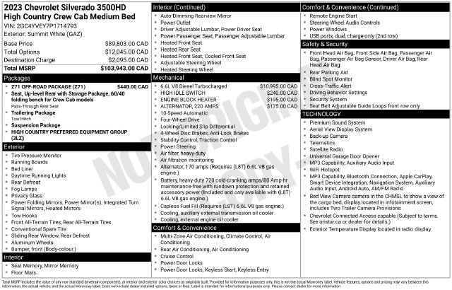 Used 2023 Chevrolet Silverado 3500 High Country w/ Z71 Off-Road Package AWD/4WD image 44