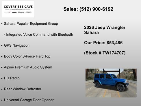 New 2026 Jeep Wrangler Sahara AWD/4WD image 24