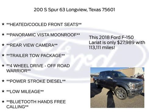 Used 2018 Ford F150 Lariat w/ Equipment Group 502A Luxury image 10