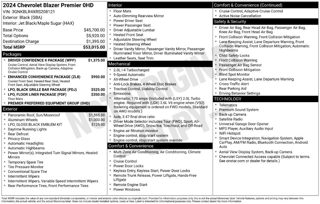 Certified 2024 Chevrolet Blazer Premier w/ Driver Confidence II Package AWD/4WD image 5