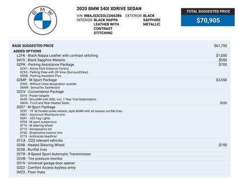 Used 2020 BMW 540i xDrive w/ M Sport Package AWD/4WD image 84