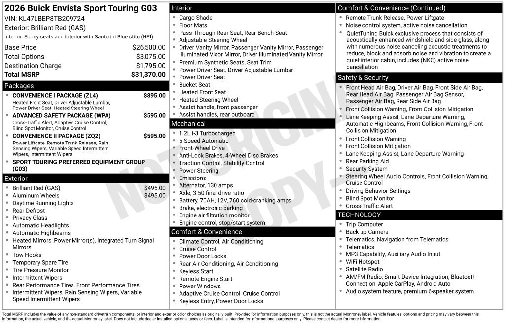 New 2026 Buick Envista Sport Touring w/ Convenience I Package FWD image 9