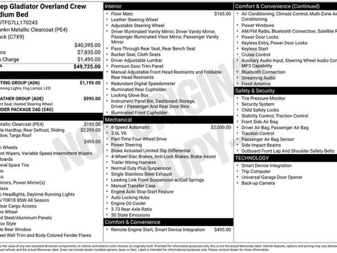 Certified 2020 Jeep Gladiator Overland w/ LED Lighting Group image 6