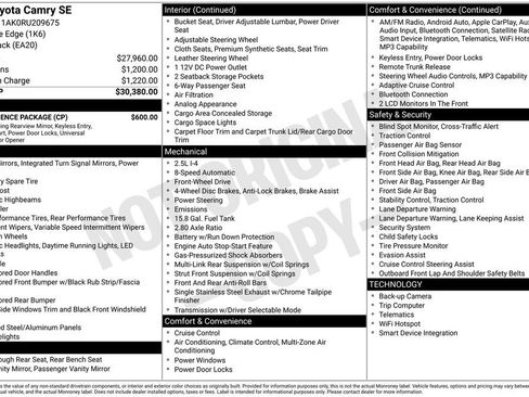Used 2024 Toyota Camry SE w/ Convenience Package FWD image 39