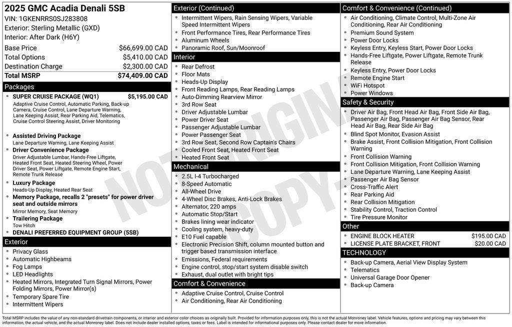 Used 2025 GMC Acadia Denali w/ Super Cruise Package AWD/4WD image 5