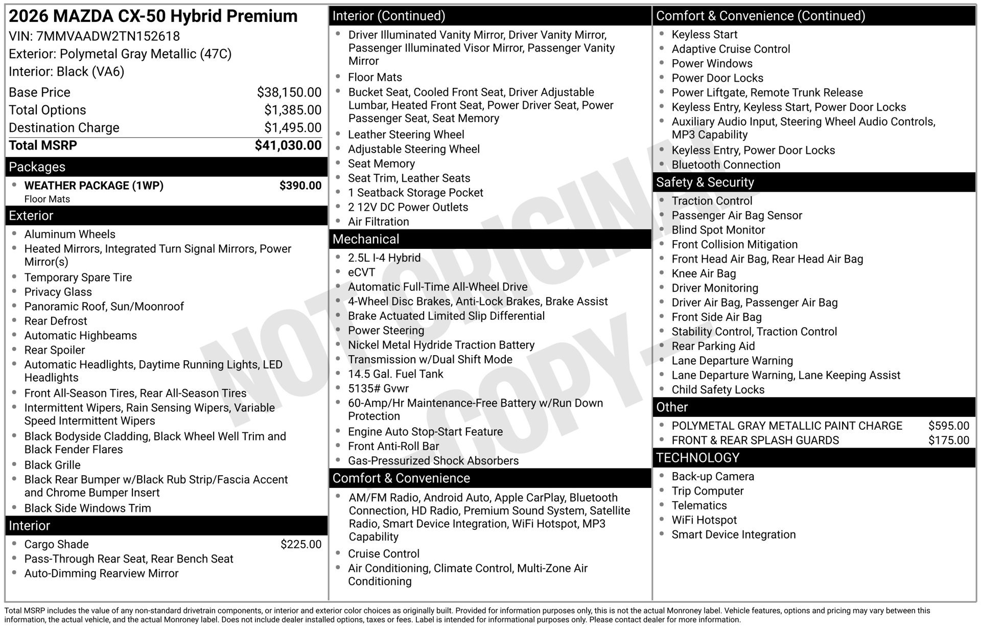 Used 2026 MAZDA CX-50 AWD 2.5 Hybrid w/ Weather Package image 44
