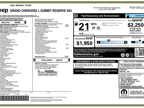 Used 2021 Jeep Grand Cherokee L Summit AWD/4WD image 3