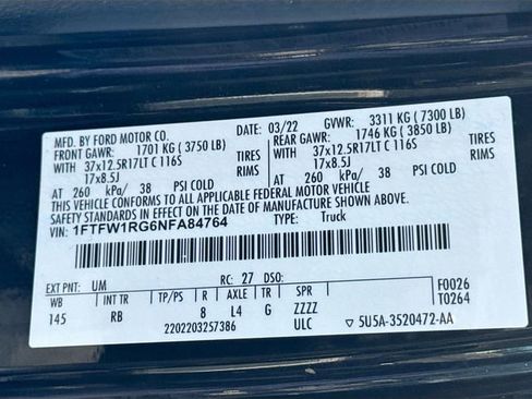 Certified 2022 Ford F150 Raptor w/ Raptor 37 Performance Package AWD/4WD image 40