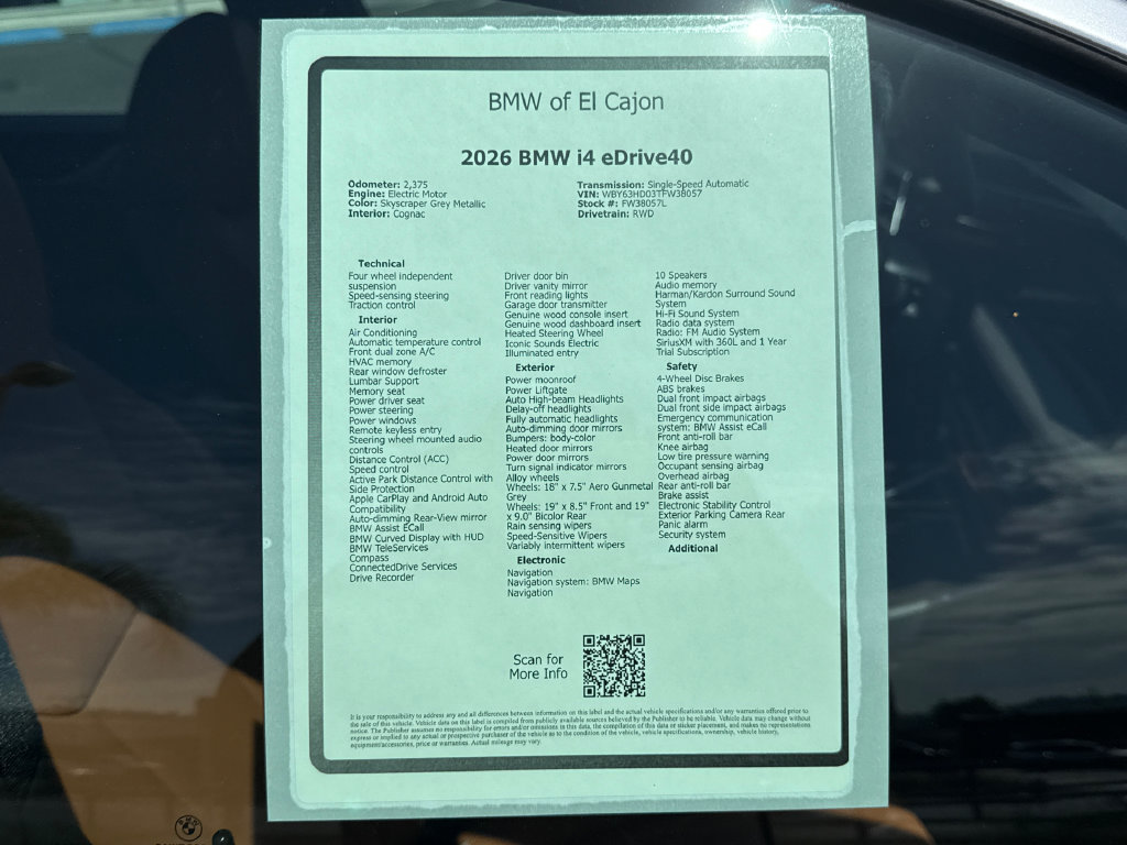 Used 2026 BMW i4 eDrive40 w/ Premium Package RWD image 9