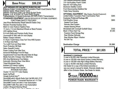 Used 2022 Jeep Wrangler Unlimited Rubicon 4xe w/ Cold Weather Group image 7