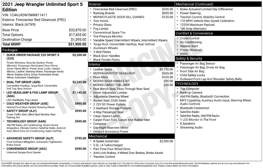 Used 2021 Jeep Wrangler Unlimited Sport AWD/4WD image 1