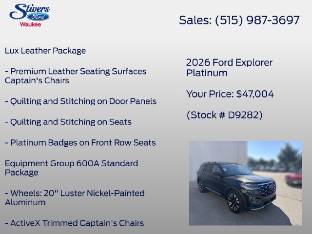 Used 2026 Ford Explorer Platinum w/ LUX Leather Package AWD/4WD image 8