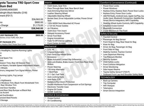 Certified 2020 Toyota Tacoma TRD Sport w/ Technology Package AWD/4WD image 3