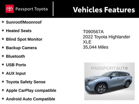 Used 2022 Toyota Highlander XLE AWD/4WD image 3