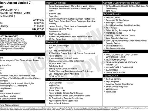 Used 2021 Subaru Ascent Limited w/ Technology Package image 42