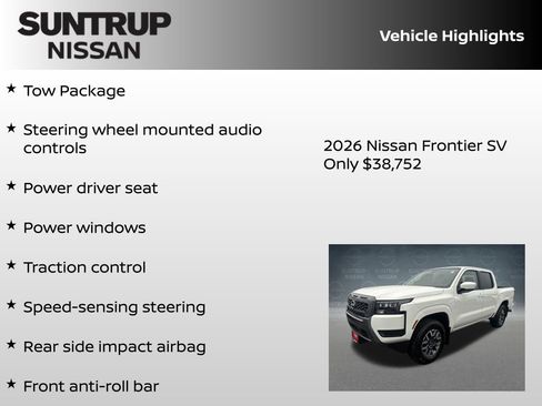 New 2026 Nissan Frontier SV w/ Tow Package AWD/4WD image 8
