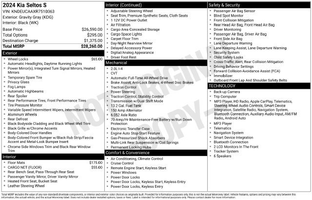 Certified 2024 Kia Seltos S AWD/4WD image 34