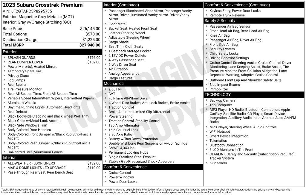 Certified 2023 Subaru Crosstrek 2.0i Premium AWD/4WD image 33