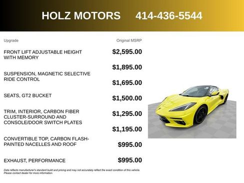 Certified 2023 Chevrolet Corvette Stingray Preferred Conv w/ Stealth Interior Trim Package image 5