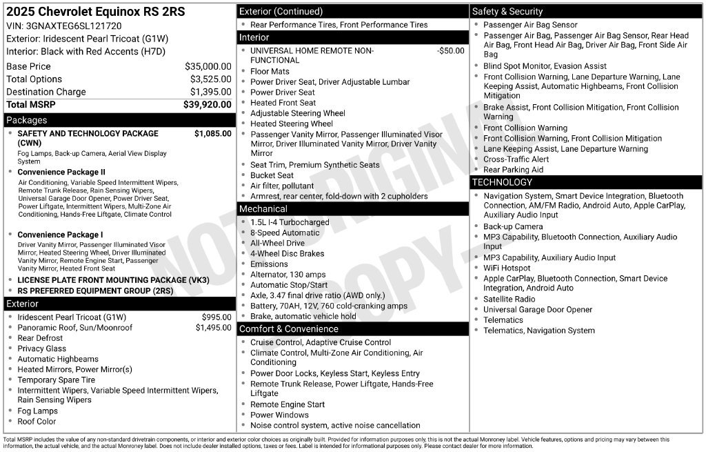 Used 2025 Chevrolet Equinox RS w/ Safety and Technology Package AWD/4WD image 2