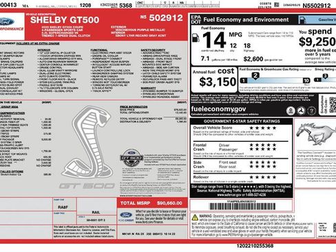 Used 2022 Ford Mustang Shelby GT500 w/ Technology Package RWD image 2