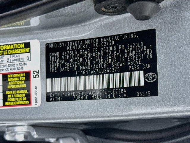 Used 2020 Toyota Camry SE w/ Carpet Mat Package FWD image 29