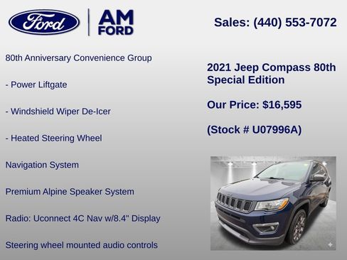 Used 2021 Jeep Compass Latitude w/ Sun and Sound Group AWD/4WD image 12