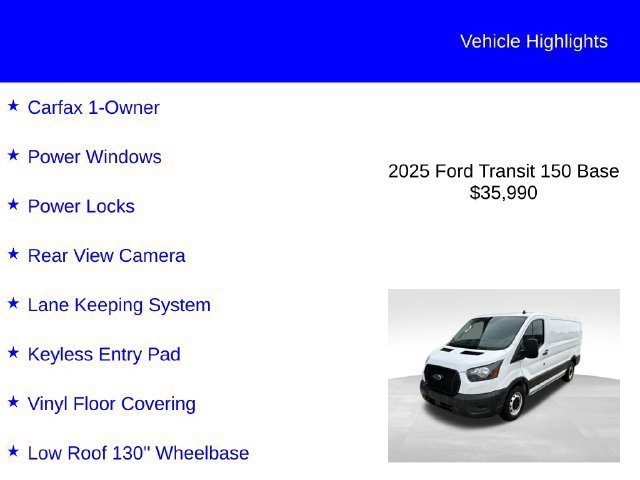 Used 2025 Ford Transit 150 Low Roof RWD image 2