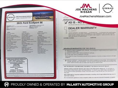 Used 2021 Ford EcoSport SE w/ Interior Protection Package image 31