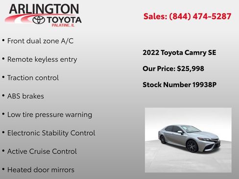 Used 2022 Toyota Camry SE image 3