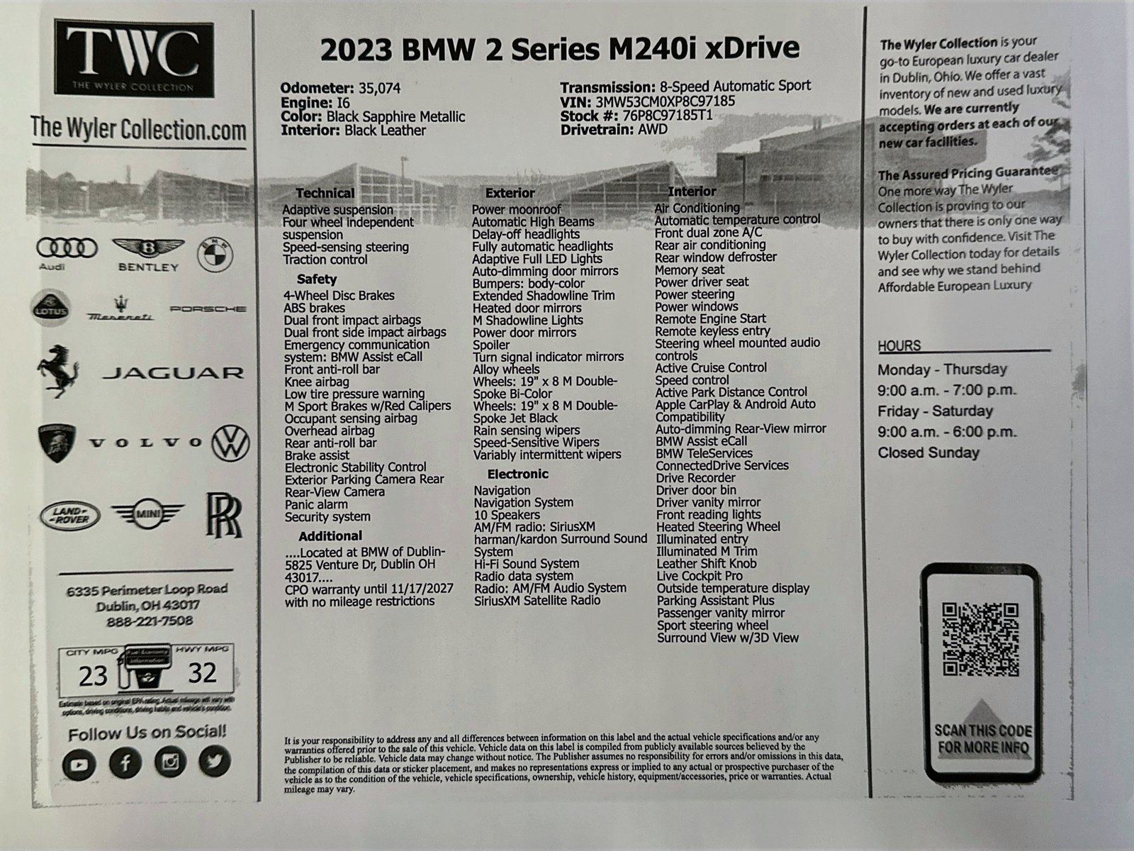 Used 2023 BMW M240i xDrive Coupe w/ Premium Package AWD/4WD image 45