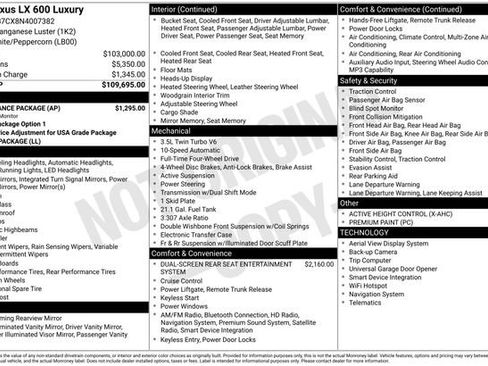 Certified 2022 Lexus LX 600 4WD w/ Appearance Package image 41