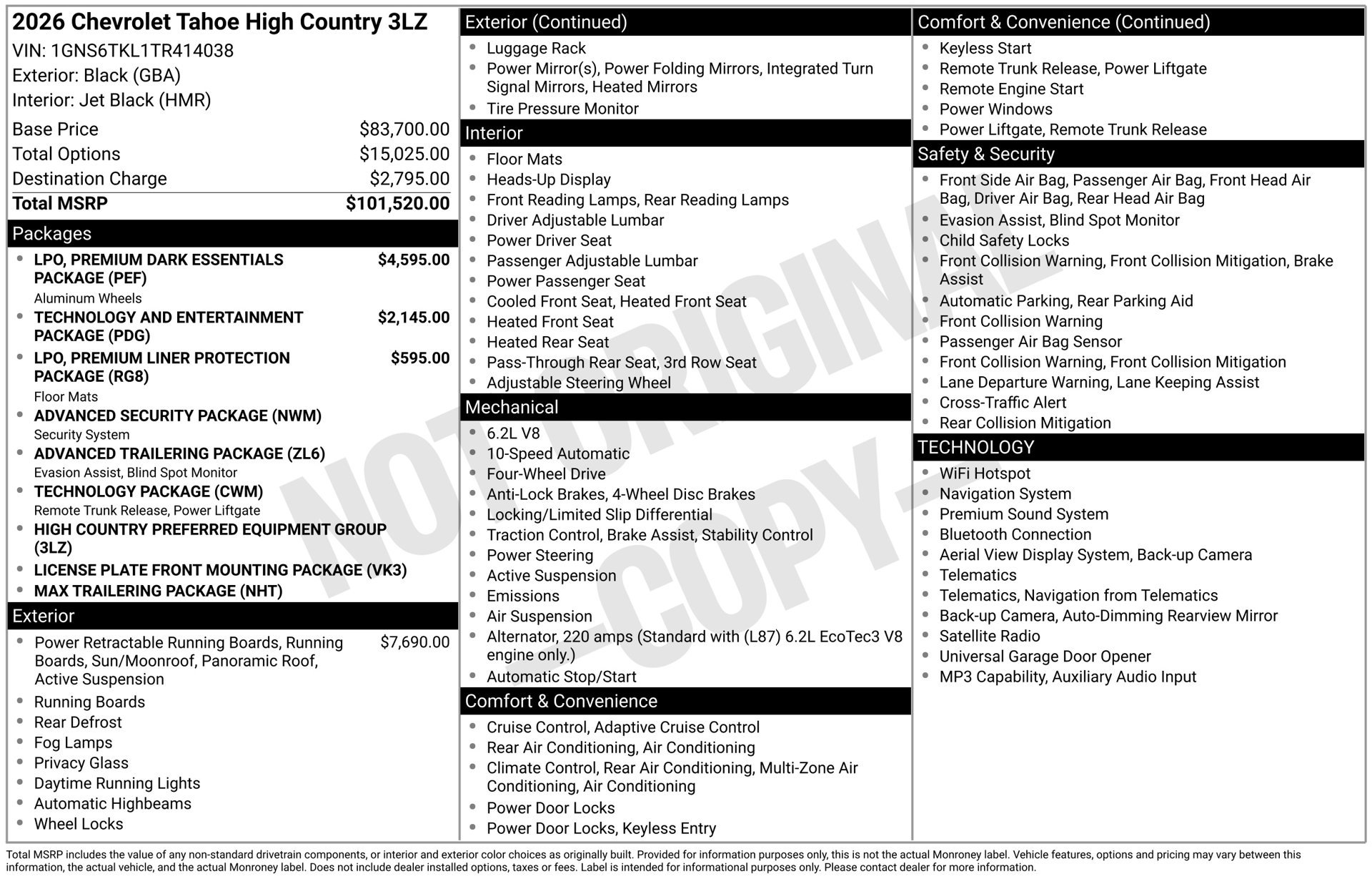 New 2026 Chevrolet Tahoe High Country AWD/4WD image 5