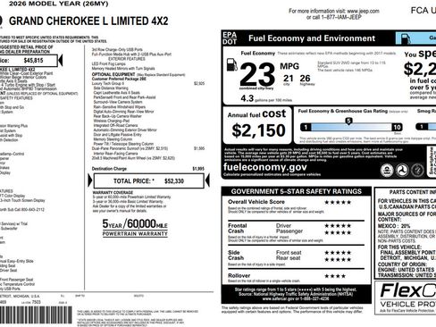Used 2026 Jeep Grand Cherokee L Limited w/ Luxury Tech Group II RWD image 37