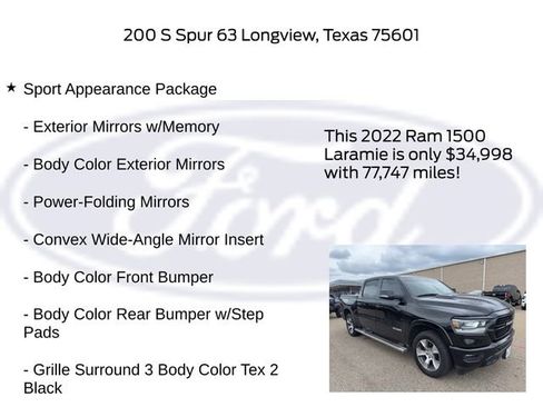 Used 2022 RAM 1500 Laramie w/ Sport Appearance Package RWD image 15