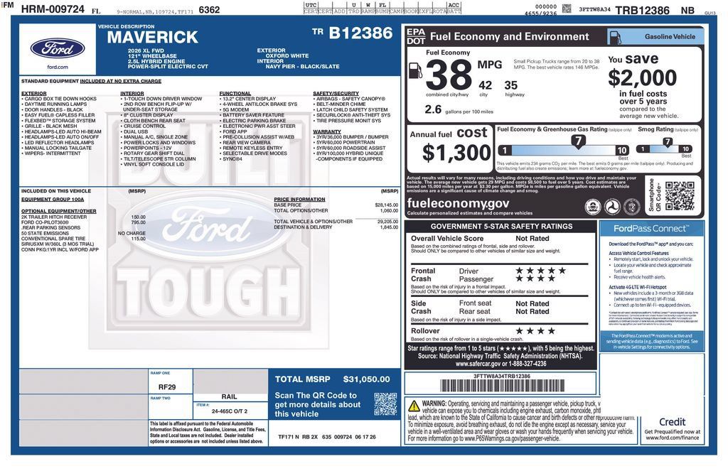 New 2026 Ford Maverick XL FWD image 10