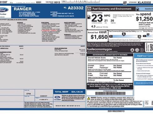 Certified 2019 Ford Ranger XLT w/ Equipment Group 301A Mid RWD image 37