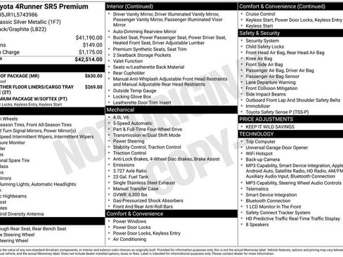 Used 2020 Toyota 4Runner SR5 Premium w/ Moonroof Package AWD/4WD image 14