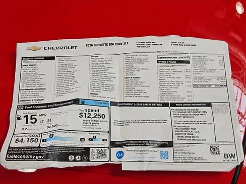 New 2026 Chevrolet Corvette Z06 w/ Stealth Interior Trim Package image 18