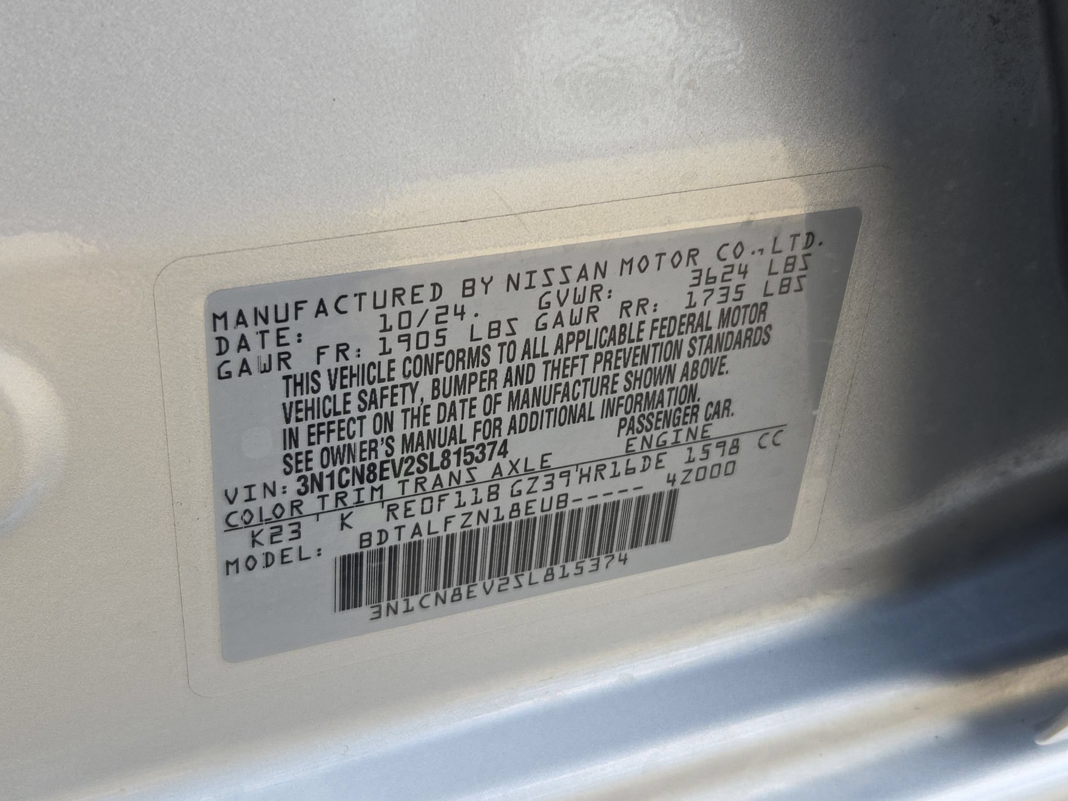 Certified 2025 Nissan Versa SV w/ Trunk Package FWD image 32
