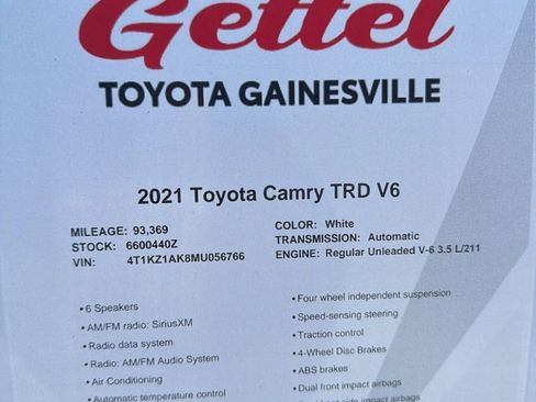 Certified 2021 Toyota Camry TRD w/ TRD Package w/JBL Audio image 4
