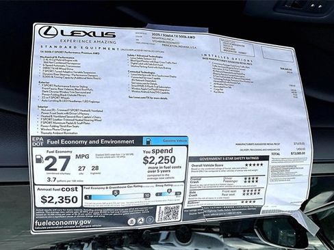 New 2025 Lexus TX 500h AWD image 14