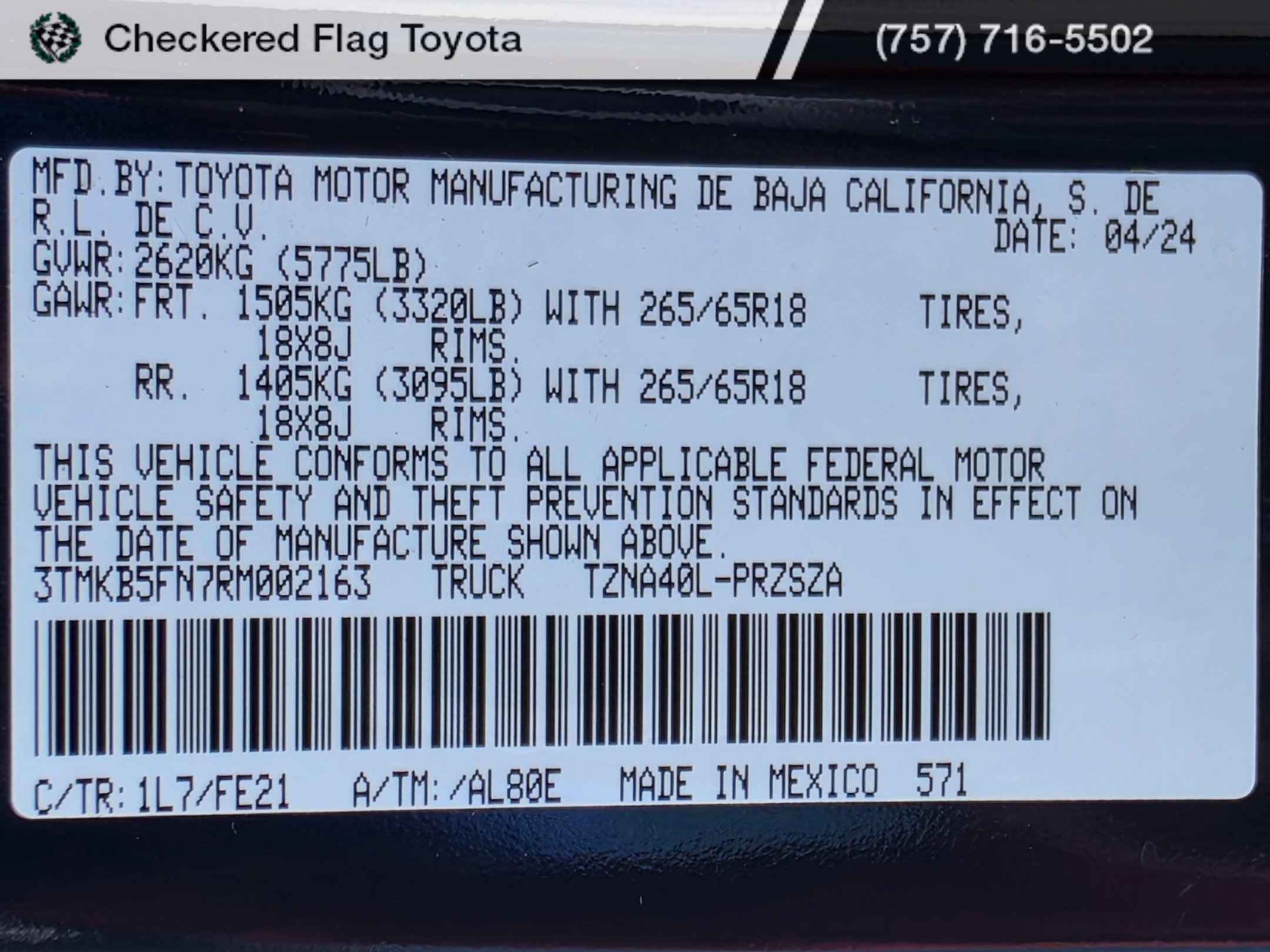 Used 2024 Toyota Tacoma TRD Sport w/ TRD Sport Upgrade Package RWD image 22