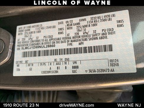 Certified 2022 Lincoln Corsair AWD w/ Equipment Group 101A image 49