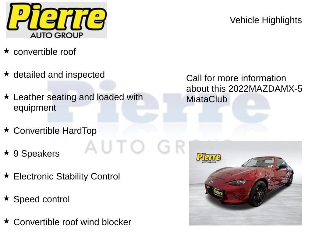 Used 2022 MAZDA MX-5 Miata Club RWD image 7