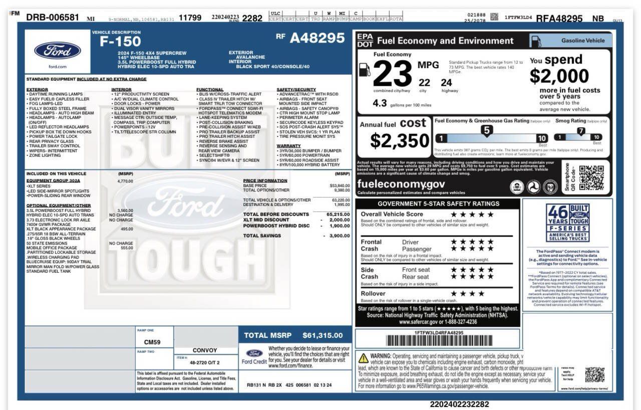Used 2024 Ford F150 XLT w/ Equipment Group 302A MID AWD/4WD image 55
