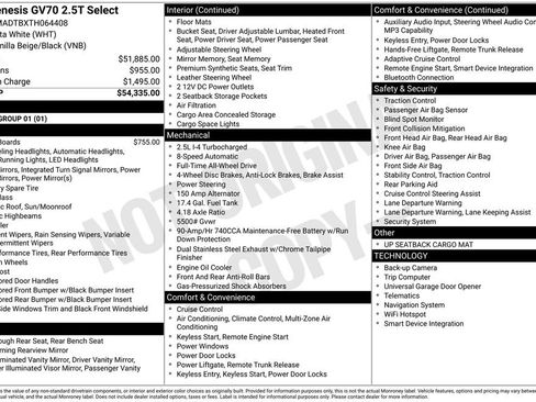 New 2026 Genesis GV70 2.5T Select AWD/4WD image 2