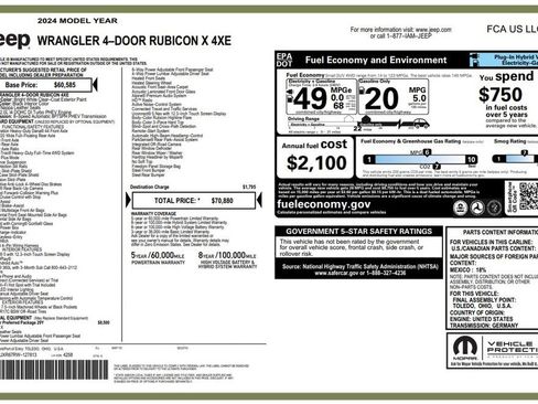 Used 2024 Jeep Wrangler Unlimited Rubicon 4xe AWD/4WD image 3